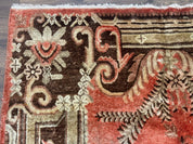 Khotan Rug 5x9, Terracotta and Brown, Floral, Chinese Wool Carpet, Antique Rug - Jewel RugsShopify CollectiveHUNTEDFOX - Khotan Rug 5x9, Terracotta and Brown, Floral, Chinese Wool Carpet, Antique Rug