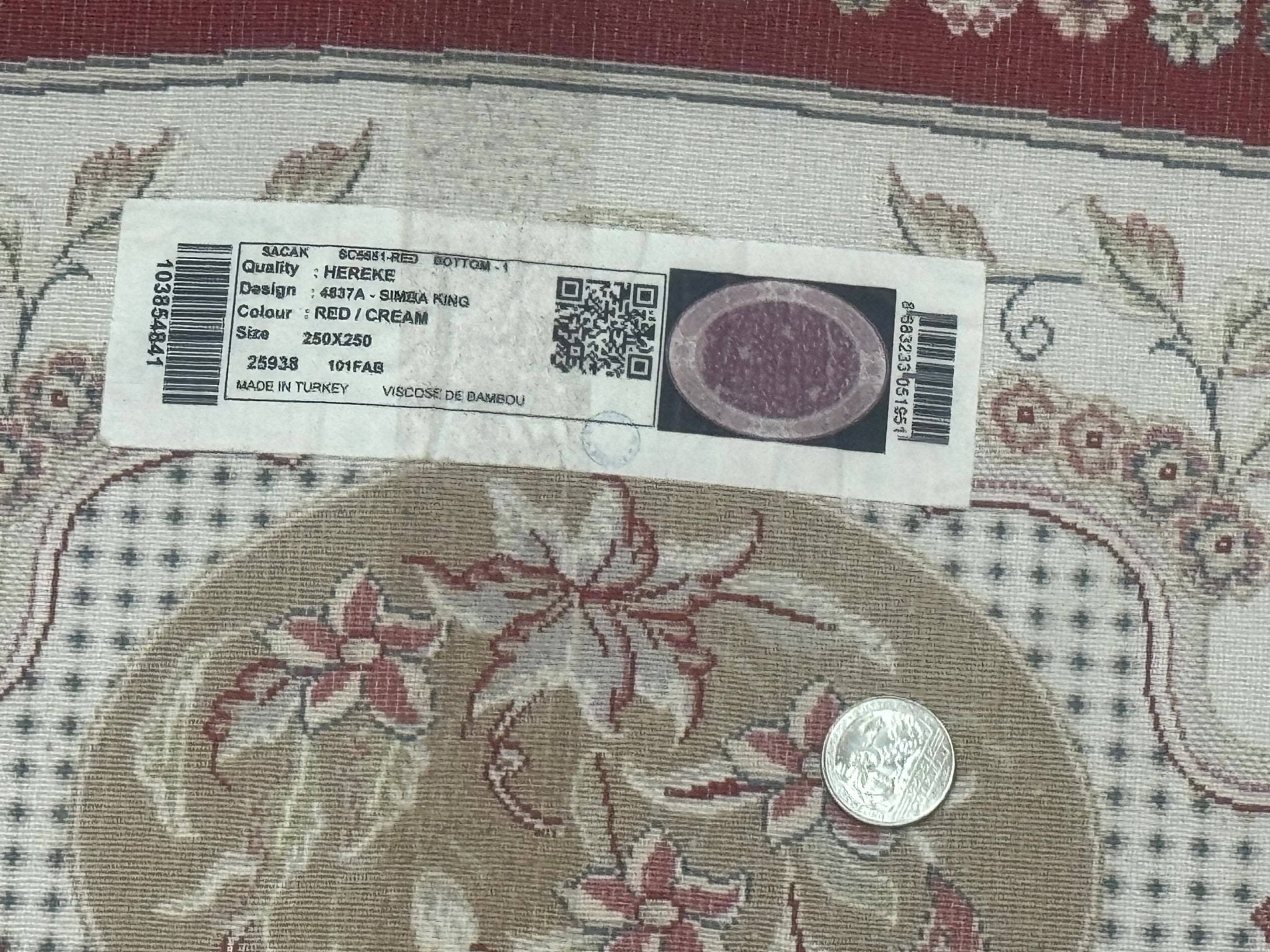 Large Round Turkish Silk Rug 8x8, Hunting Design, Dark Red & Ivory, Bamboo Silk - Jewel RugsShopify CollectiveHUNTEDFOX - Large Round Turkish Silk Rug 8x8, Hunting Design, Dark Red & Ivory, Bamboo Silk