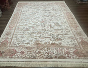 Large Turkish Silk Rug 8x10, Ivory, Hunting Design, Bamboo Silk, New - Jewel RugsShopify CollectiveHUNTEDFOX - Large Turkish Silk Rug 8x10, Ivory, Hunting Design, Bamboo Silk, New