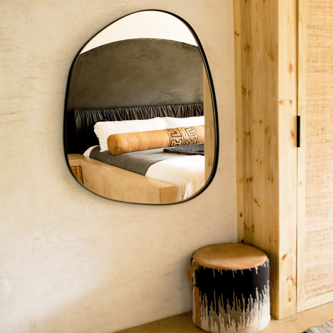 Wall Mount Bed | Black Modern Leather Headboard  | Rouched Leather