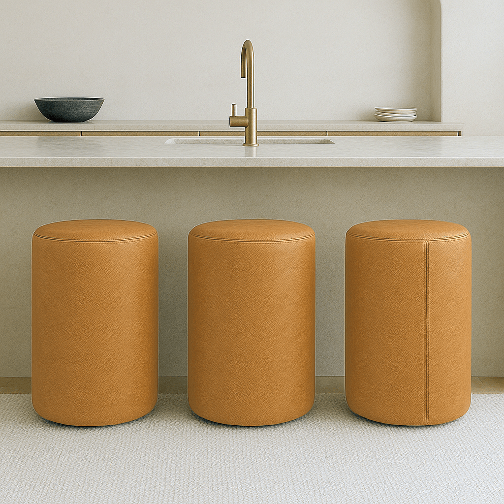 Leather Stool | Round Leather Bar Stool – Modern Counter Height Seating - H|F AtelierShopify CollectiveHUNTEDFOX - Leather Stool | Round Leather Bar Stool – Modern Counter Height Seating