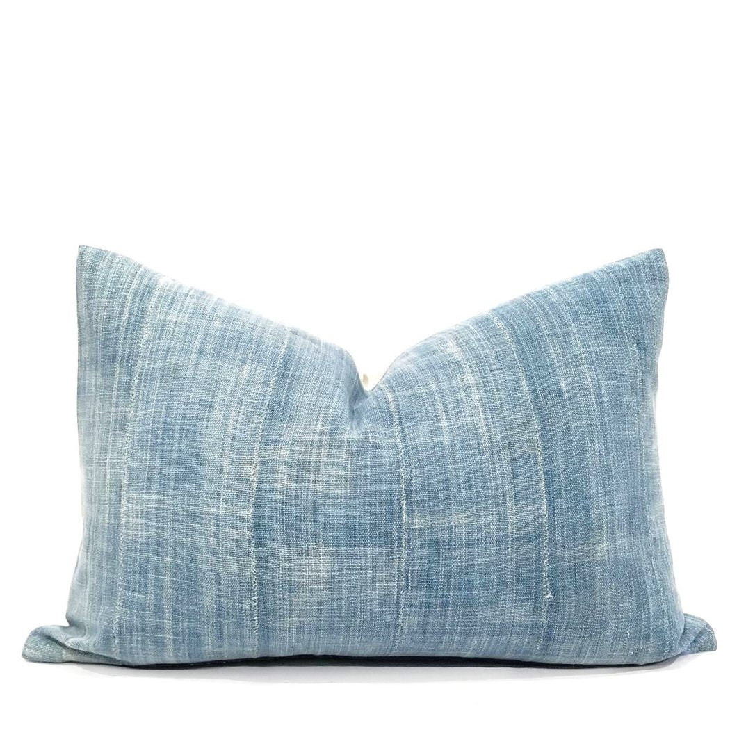 Light Blue Vintage Denim Accent Pillow
