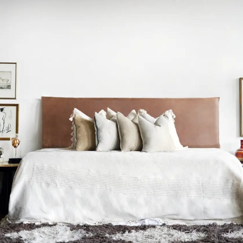 LIMITED EDITION: Natural Clay Soft Nude Leather Headboard - HUNTEDFOX