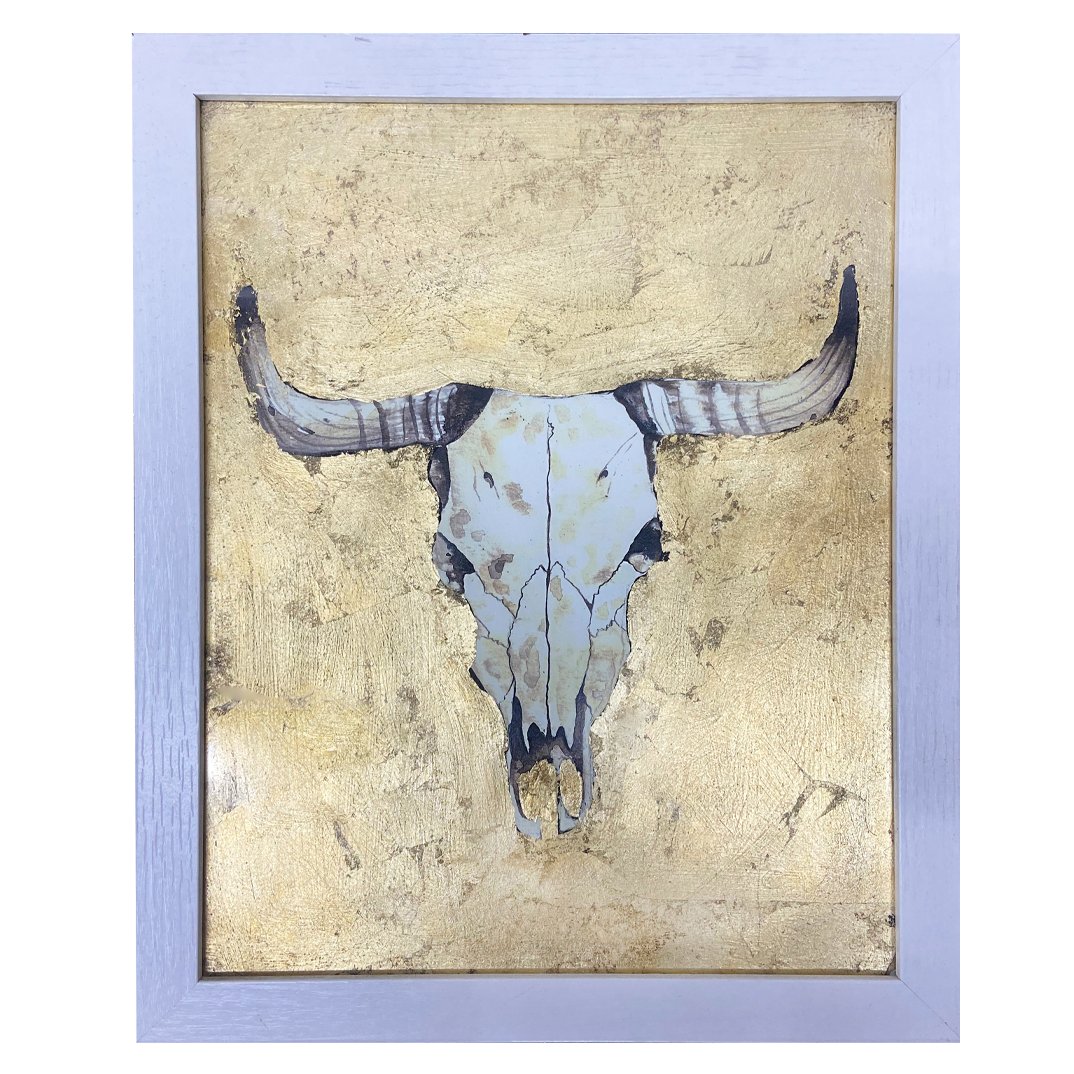 Longhorn Bull Skull Artwork | Gold Foil - artGoldHOME DECORHUNTEDFOX - Longhorn Bull Skull Artwork | Gold Foil