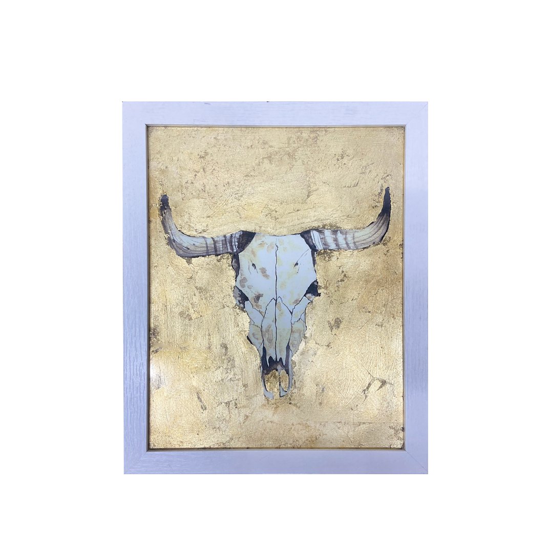 Longhorn Bull Skull Artwork | Gold Foil - artGoldHOME DECORHUNTEDFOX - Longhorn Bull Skull Artwork | Gold Foil