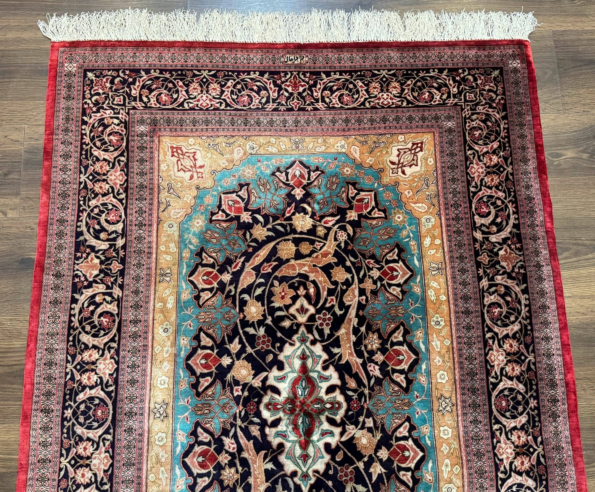 Magnificent Persian Qum Silk Rug 3x5, Exceptionally Fine 780 KPSI, Signed, Rare - Jewel RugsShopify CollectiveHUNTEDFOX - Magnificent Persian Qum Silk Rug 3x5, Exceptionally Fine 780 KPSI, Signed, Rare