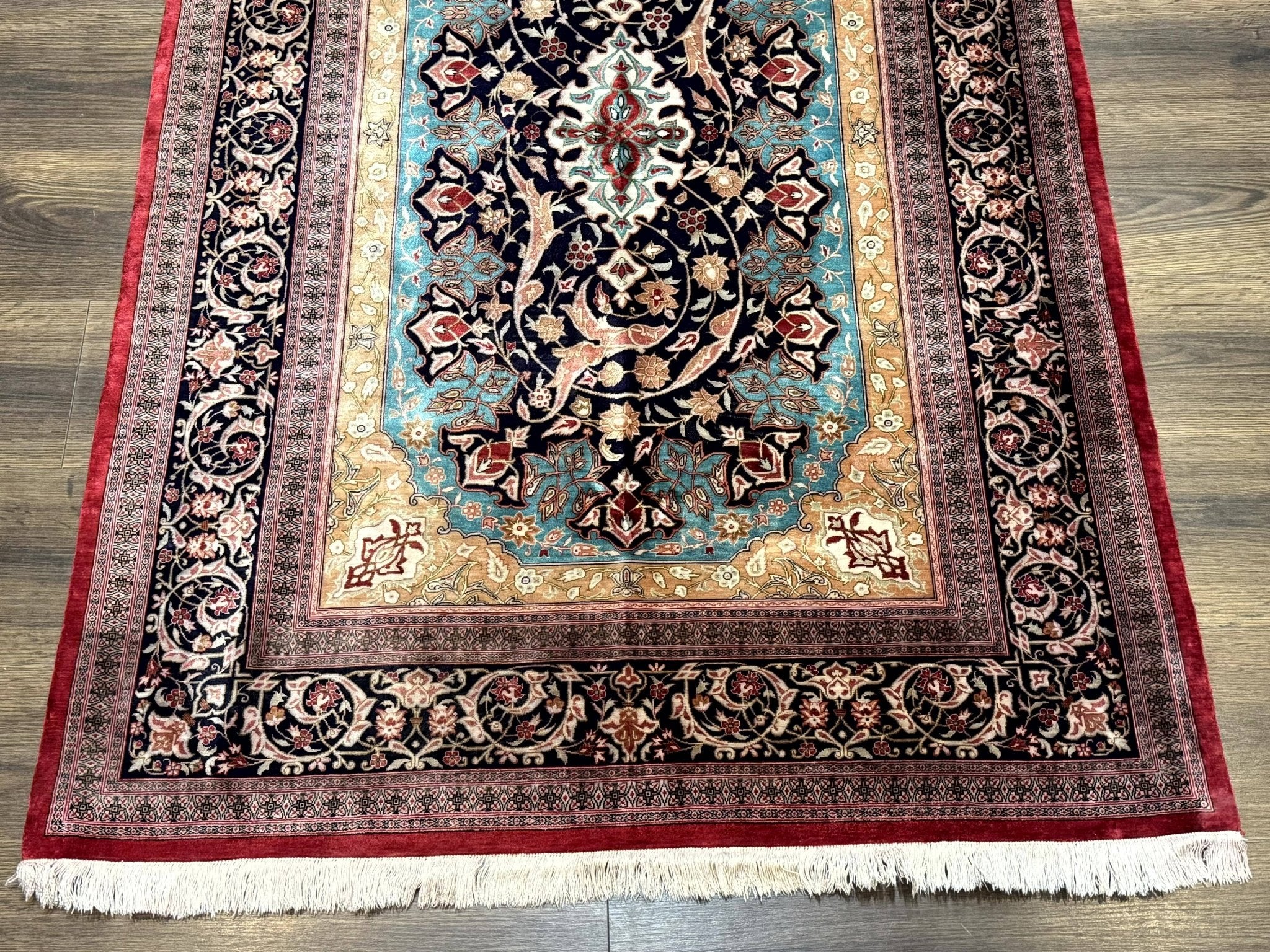 Magnificent Persian Qum Silk Rug 3x5, Exceptionally Fine 780 KPSI, Signed, Rare - Jewel RugsShopify CollectiveHUNTEDFOX - Magnificent Persian Qum Silk Rug 3x5, Exceptionally Fine 780 KPSI, Signed, Rare