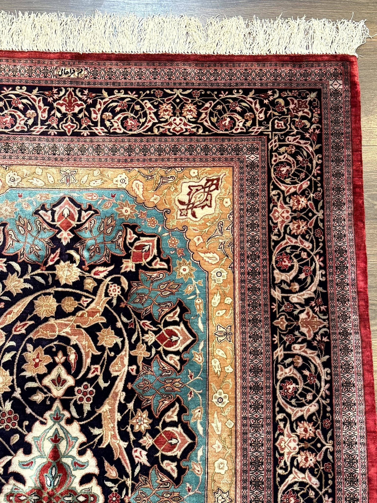 Magnificent Persian Qum Silk Rug 3x5, Exceptionally Fine 780 KPSI, Signed, Rare - Jewel RugsShopify CollectiveHUNTEDFOX - Magnificent Persian Qum Silk Rug 3x5, Exceptionally Fine 780 KPSI, Signed, Rare