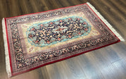 Magnificent Persian Qum Silk Rug 3x5, Exceptionally Fine 780 KPSI, Signed, Rare - Jewel RugsShopify CollectiveHUNTEDFOX - Magnificent Persian Qum Silk Rug 3x5, Exceptionally Fine 780 KPSI, Signed, Rare