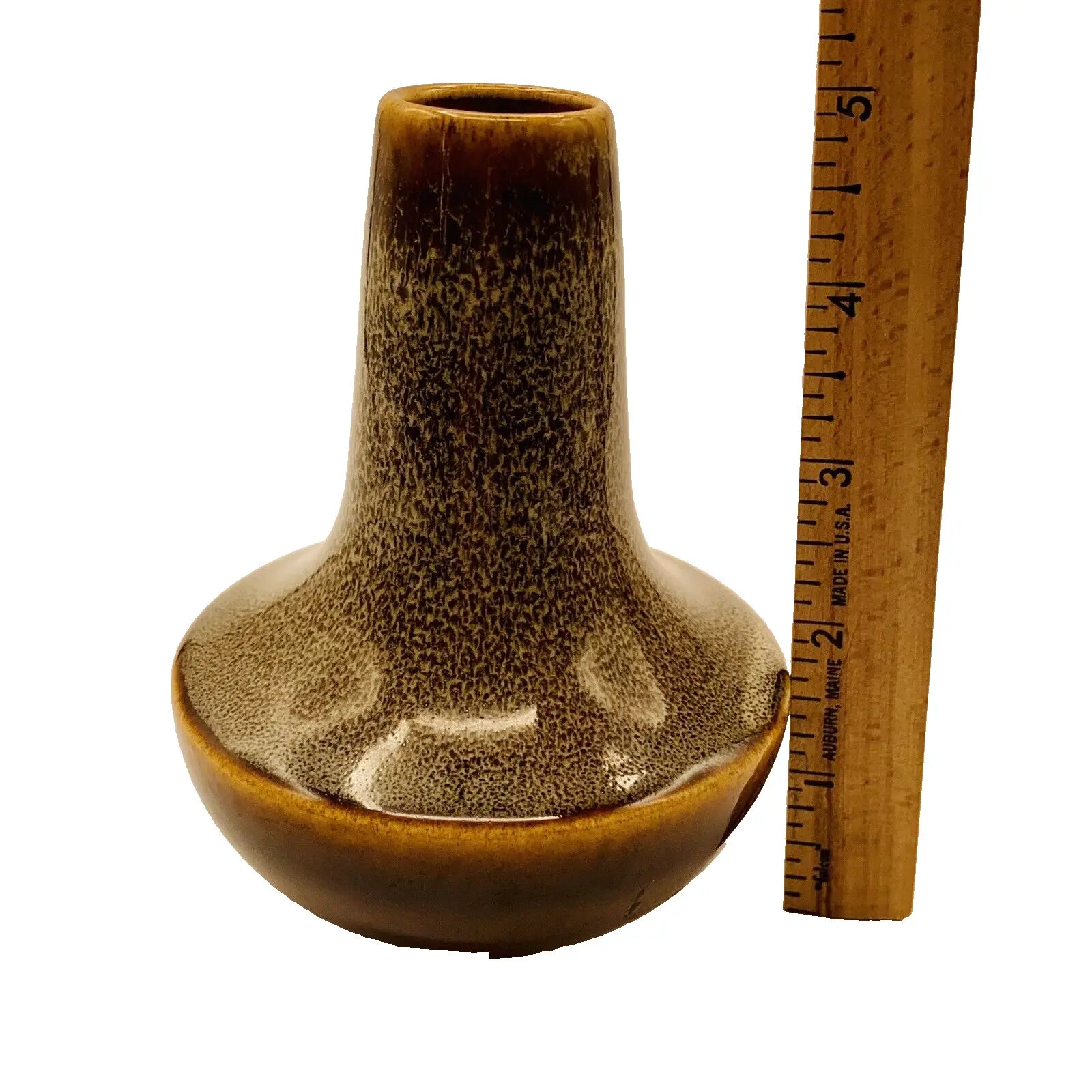 Mid-Century Brown Drip Bud Vase - HUNTEDFOX