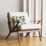 Mid Century Modern Grey Blue Orange and Yellow Accent Pillow