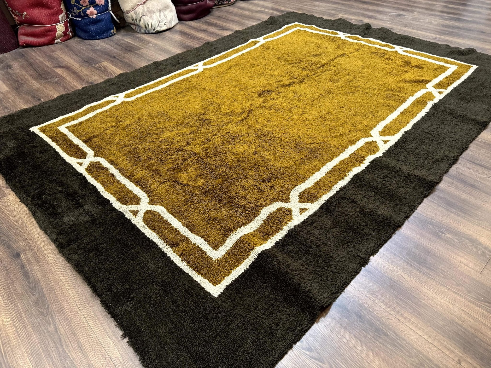 Mid Century Shag Rug 8x11, Large Vintage Shag Rug, Open Field, European Shag Rug - Jewel RugsShopify CollectiveHUNTEDFOX - Mid Century Shag Rug 8x11, Large Vintage Shag Rug, Open Field, European Shag Rug