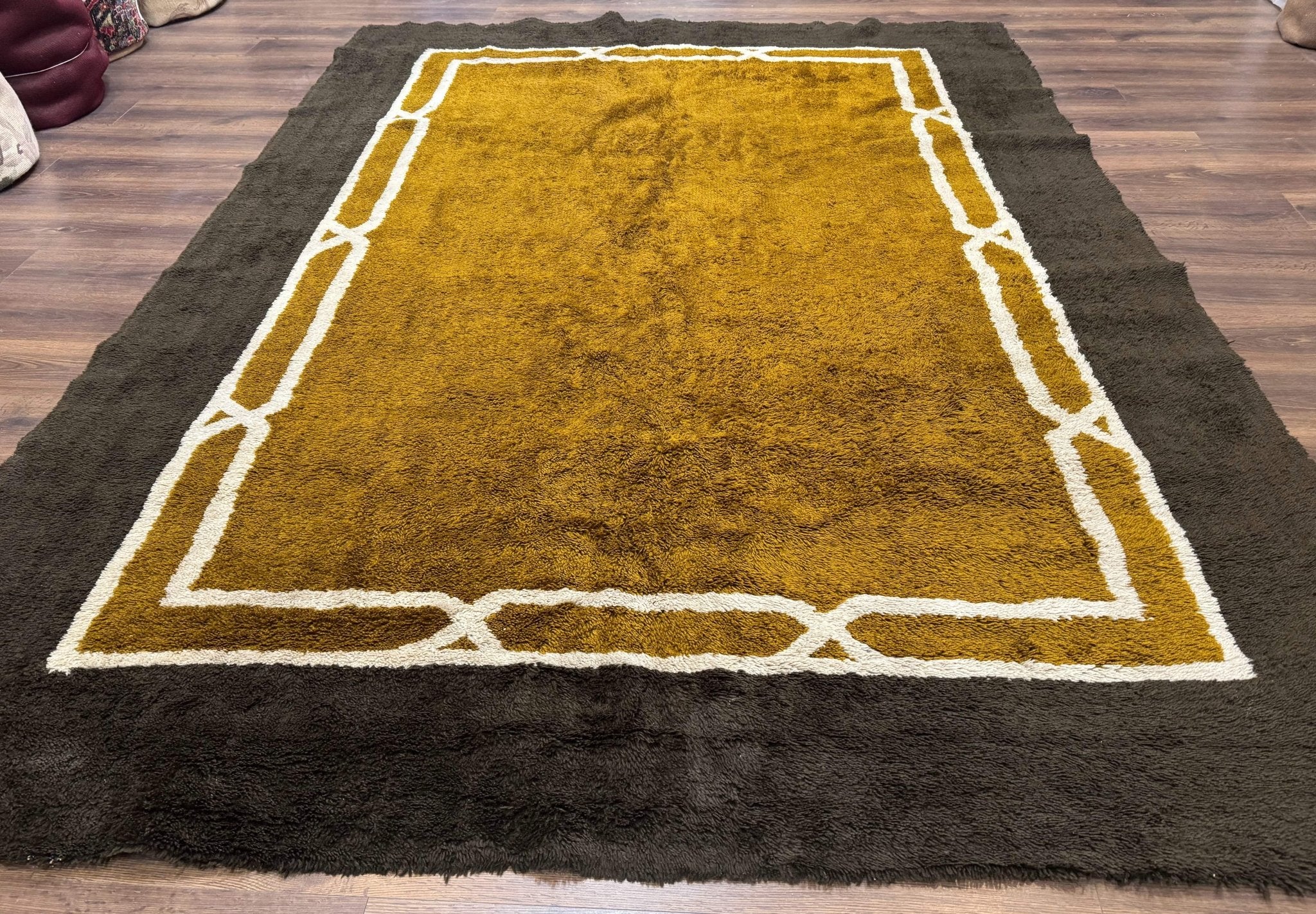 Mid Century Shag Rug 8x11, Large Vintage Shag Rug, Open Field, European Shag Rug - Jewel RugsShopify CollectiveHUNTEDFOX - Mid Century Shag Rug 8x11, Large Vintage Shag Rug, Open Field, European Shag Rug