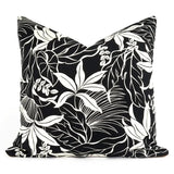 Modern Black and White Tropical Throw Pillow