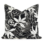 Modern Black and White Tropical Throw Pillow - BlackBlack & WhitebotanicalHUNTEDFOX - Moana tropical throw pillow with black and white botanical print