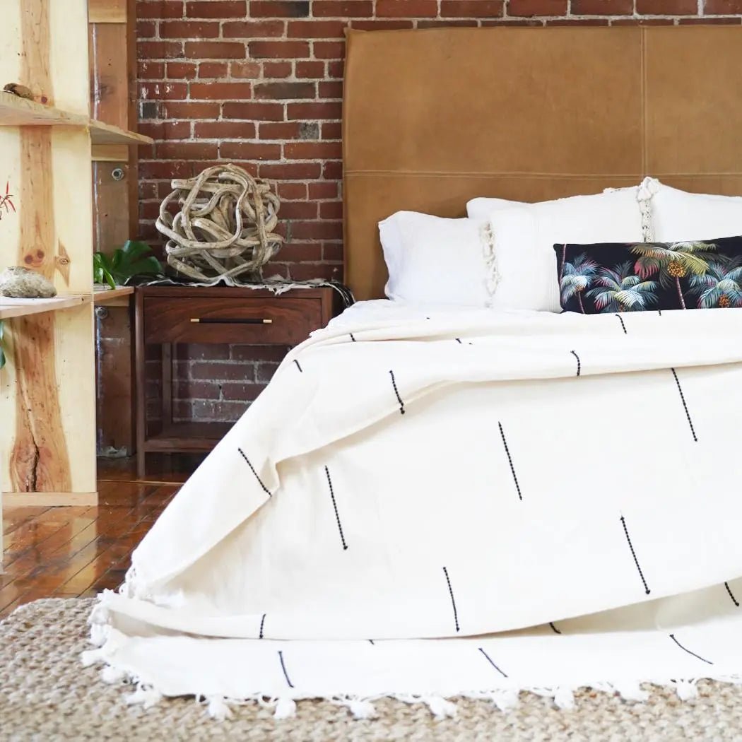 Modern Boho Neon Palm Tree Queen Lumbar Pillow HUNTEDFOX