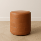 Modern Foot Stool or Ottoman With Paneled Leather