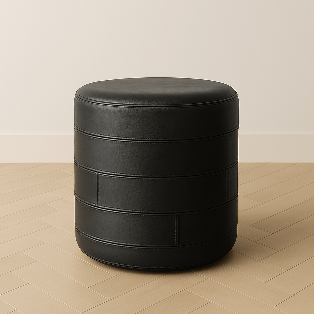 Modern Foot Stool or Ottoman With Paneled Leather - H|F AtelierShopify CollectiveHUNTEDFOX - Modern Foot Stool or Ottoman With Paneled Leather