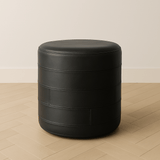 Modern Foot Stool or Ottoman With Paneled Leather