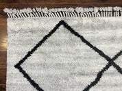 Modern Shag Rug 8x10, Gray and Black, Wool and Cotton, Lulu and Georgia, Handmade Indian Shag Rug - Jewel RugsShopify CollectiveHUNTEDFOX - Modern Shag Rug 8x10, Gray and Black, Wool and Cotton, Lulu and Georgia, Handmade Indian Shag Rug