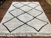 Modern Shag Rug 8x10, Gray and Black, Wool and Cotton, Lulu and Georgia, Handmade Indian Shag Rug - Jewel RugsShopify CollectiveHUNTEDFOX - Modern Shag Rug 8x10, Gray and Black, Wool and Cotton, Lulu and Georgia, Handmade Indian Shag Rug