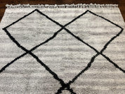 Modern Shag Rug 8x10, Gray and Black, Wool and Cotton, Lulu and Georgia, Handmade Indian Shag Rug - Jewel RugsShopify CollectiveHUNTEDFOX - Modern Shag Rug 8x10, Gray and Black, Wool and Cotton, Lulu and Georgia, Handmade Indian Shag Rug