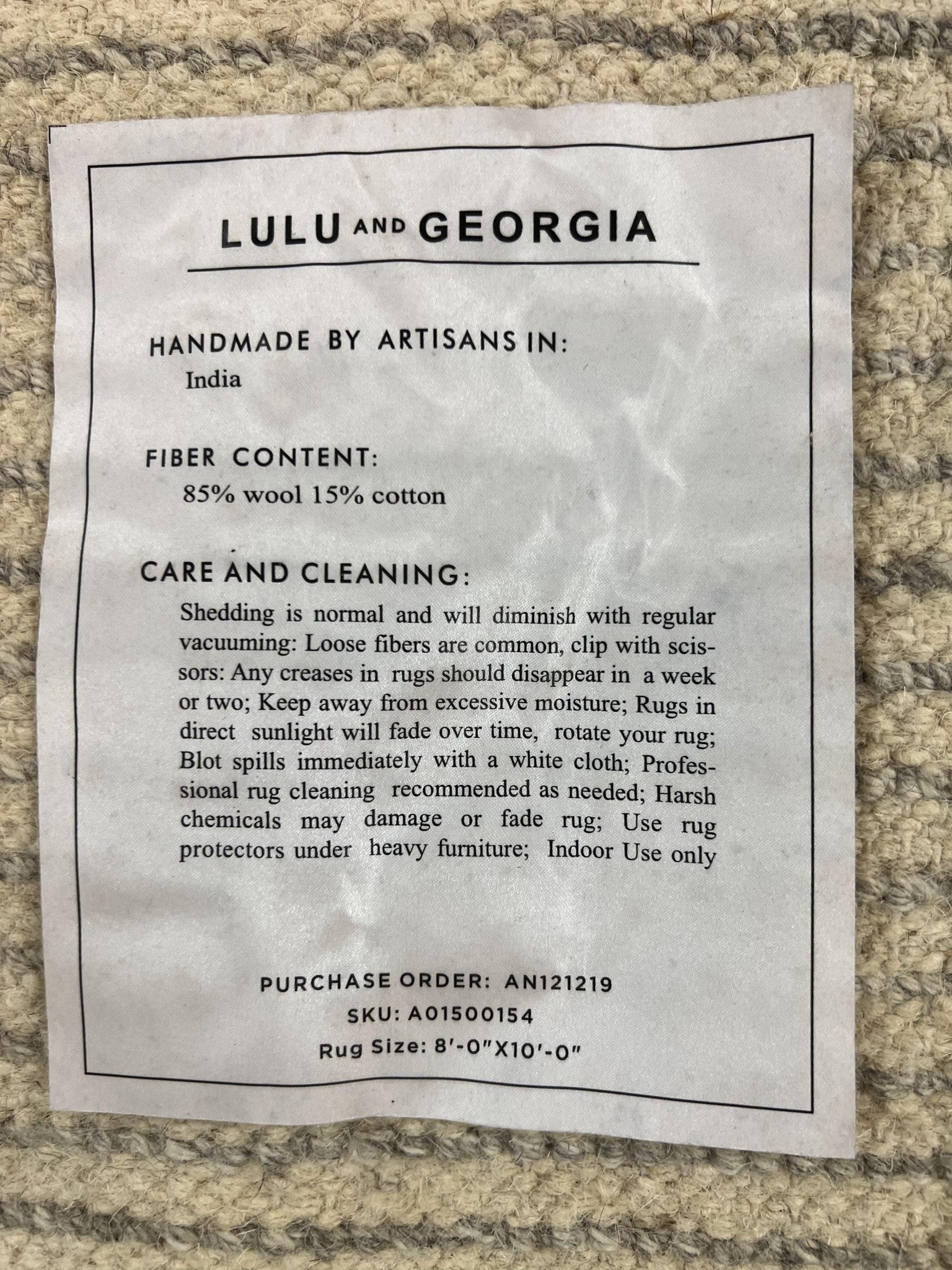 Modern Shag Rug 8x10, Gray and Black, Wool and Cotton, Lulu and Georgia, Handmade Indian Shag Rug - Jewel RugsShopify CollectiveHUNTEDFOX - Modern Shag Rug 8x10, Gray and Black, Wool and Cotton, Lulu and Georgia, Handmade Indian Shag Rug