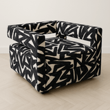 Modern Swivel "Graffiti" Accent Chair – Cutout Back + Sculpted Arms