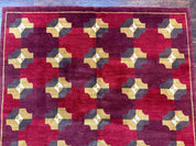 Modern Tibetan Rug 5 x 6.8, Wool, Red, Allover Pattern, Nepali Rug, Abstract Rug, Handmade Area Rug - Jewel RugsShopify CollectiveHUNTEDFOX - Modern Tibetan Rug 5 x 6.8, Wool, Red, Allover Pattern, Nepali Rug, Abstract Rug, Handmade Area Rug