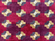 Modern Tibetan Rug 5 x 6.8, Wool, Red, Allover Pattern, Nepali Rug, Abstract Rug, Handmade Area Rug - Jewel RugsShopify CollectiveHUNTEDFOX - Modern Tibetan Rug 5 x 6.8, Wool, Red, Allover Pattern, Nepali Rug, Abstract Rug, Handmade Area Rug