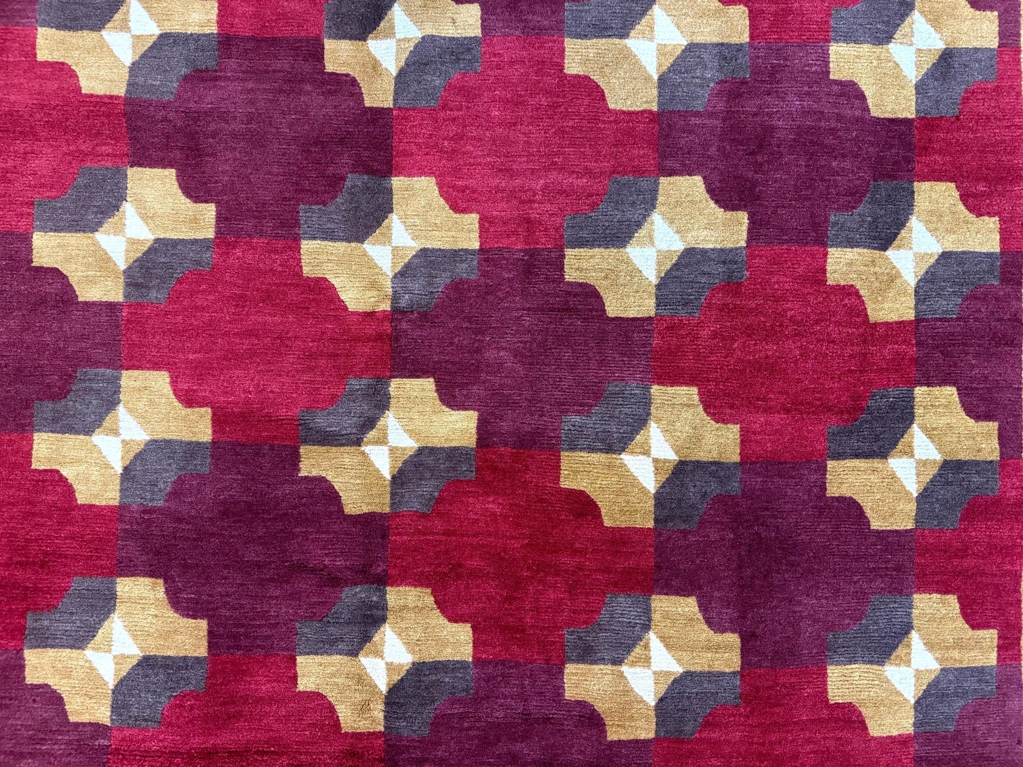 Modern Tibetan Rug 5 x 6.8, Wool, Red, Allover Pattern, Nepali Rug, Abstract Rug, Handmade Area Rug - Jewel RugsShopify CollectiveHUNTEDFOX - Modern Tibetan Rug 5 x 6.8, Wool, Red, Allover Pattern, Nepali Rug, Abstract Rug, Handmade Area Rug