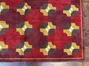 Modern Tibetan Rug 5 x 6.8, Wool, Red, Allover Pattern, Nepali Rug, Abstract Rug, Handmade Area Rug - Jewel RugsShopify CollectiveHUNTEDFOX - Modern Tibetan Rug 5 x 6.8, Wool, Red, Allover Pattern, Nepali Rug, Abstract Rug, Handmade Area Rug