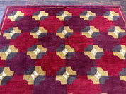 Modern Tibetan Rug 5 x 6.8, Wool, Red, Allover Pattern, Nepali Rug, Abstract Rug, Handmade Area Rug - Jewel RugsShopify CollectiveHUNTEDFOX - Modern Tibetan Rug 5 x 6.8, Wool, Red, Allover Pattern, Nepali Rug, Abstract Rug, Handmade Area Rug