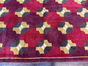 Modern Tibetan Rug 5 x 6.8, Wool, Red, Allover Pattern, Nepali Rug, Abstract Rug, Handmade Area Rug - Jewel RugsShopify CollectiveHUNTEDFOX - Modern Tibetan Rug 5 x 6.8, Wool, Red, Allover Pattern, Nepali Rug, Abstract Rug, Handmade Area Rug