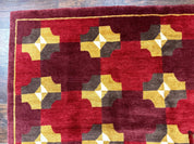 Modern Tibetan Rug 5 x 6.8, Wool, Red, Allover Pattern, Nepali Rug, Abstract Rug, Handmade Area Rug - Jewel RugsShopify CollectiveHUNTEDFOX - Modern Tibetan Rug 5 x 6.8, Wool, Red, Allover Pattern, Nepali Rug, Abstract Rug, Handmade Area Rug