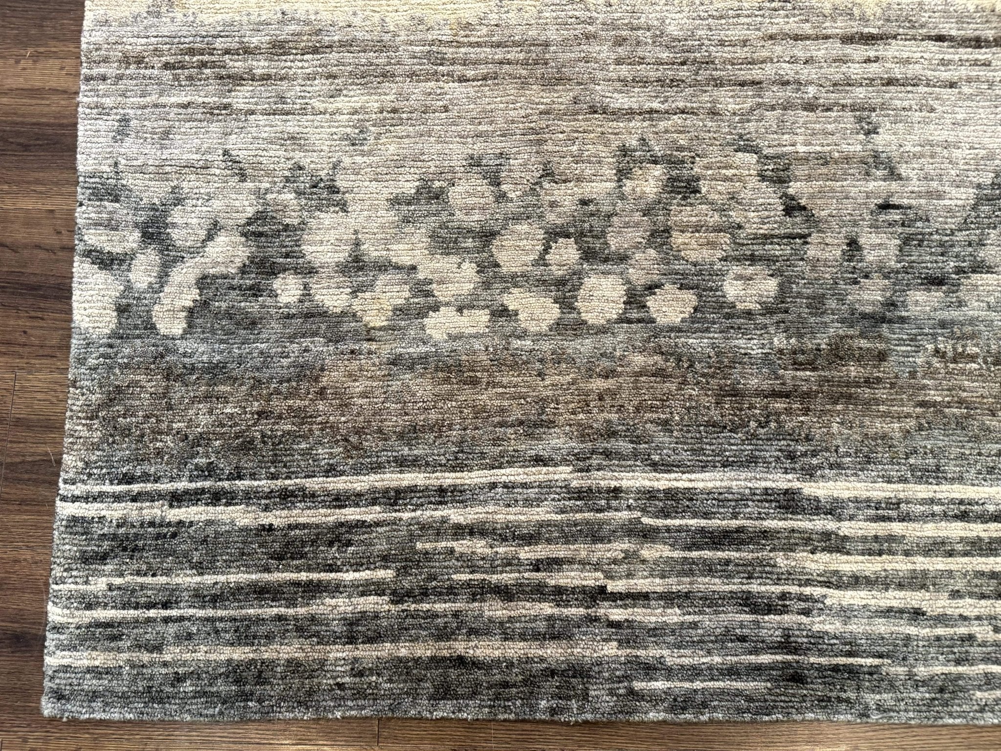 Modern Tibetan Wool Rug 8x10, Abstract, Contemporary, Handmade, Gray, Stripes - Jewel RugsShopify CollectiveHUNTEDFOX - Modern Tibetan Wool Rug 8x10, Abstract, Contemporary, Handmade, Gray, Stripes