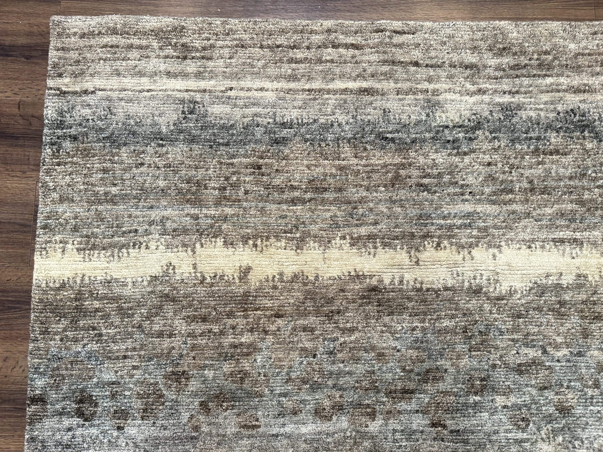 Modern Tibetan Wool Rug 8x10, Abstract, Contemporary, Handmade, Gray, Stripes - Jewel RugsShopify CollectiveHUNTEDFOX - Modern Tibetan Wool Rug 8x10, Abstract, Contemporary, Handmade, Gray, Stripes