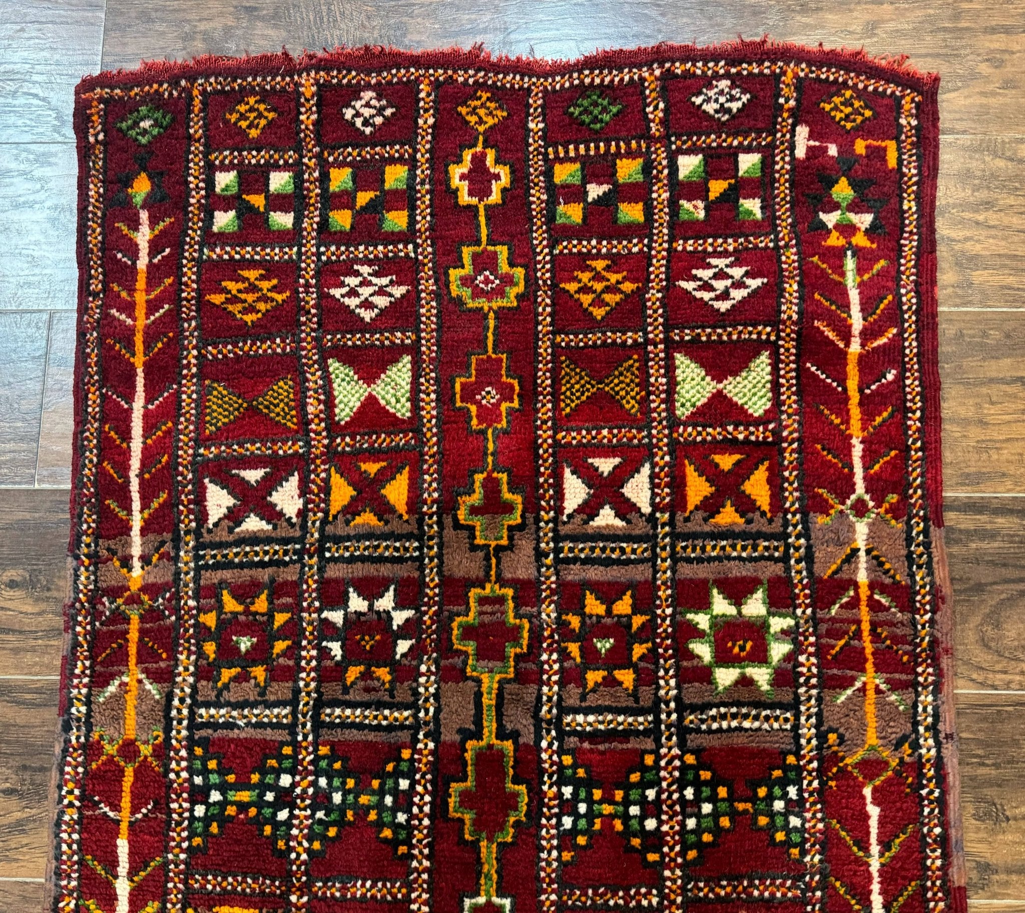 Moroccan Berber Tribal Rug 3x5, Geometric Area Rug, Red Orange Brown - Jewel RugsShopify CollectiveHUNTEDFOX - Moroccan Berber Tribal Rug 3x5, Geometric Area Rug, Red Orange Brown