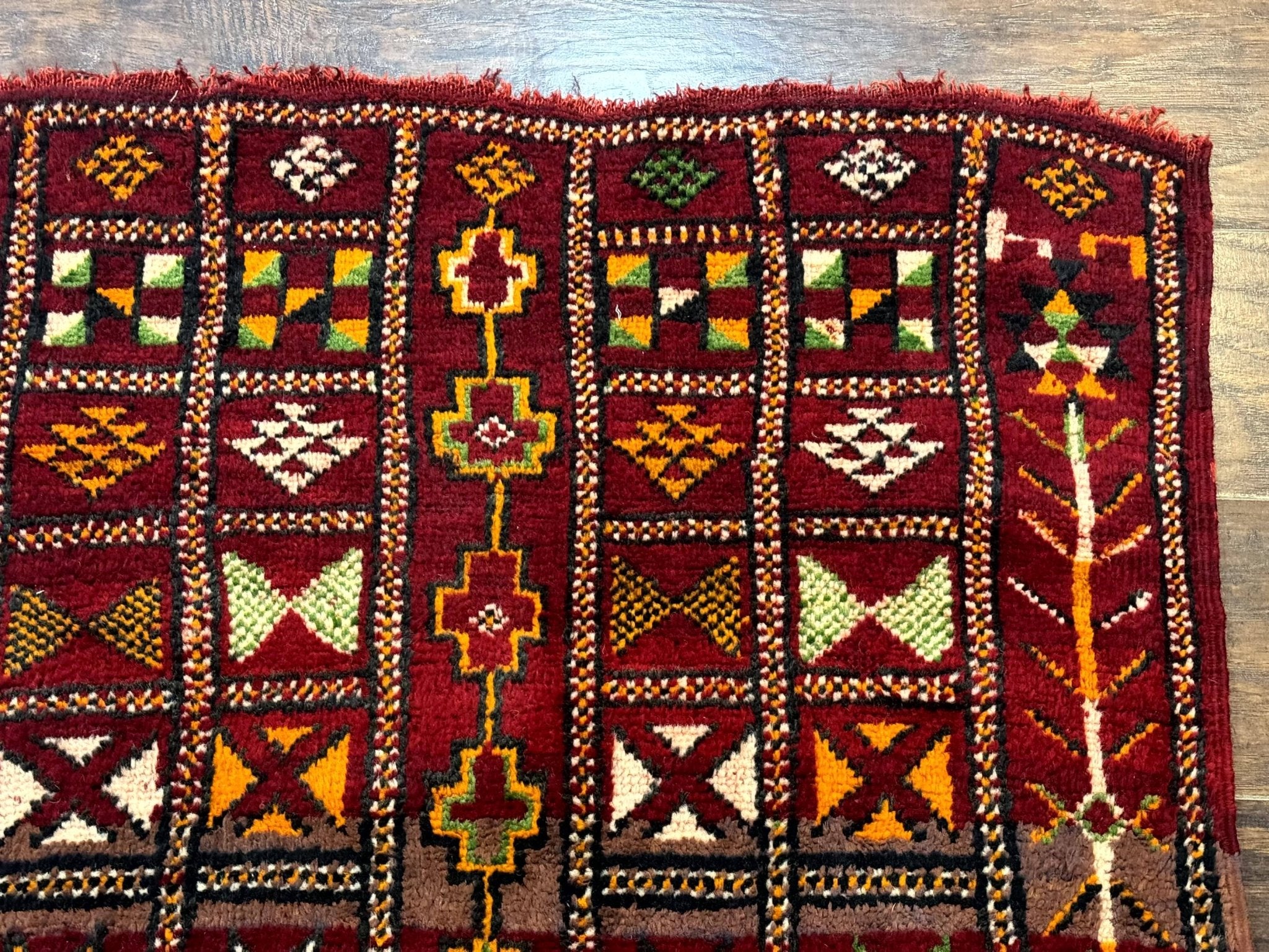 Moroccan Berber Tribal Rug 3x5, Geometric Area Rug, Red Orange Brown - Jewel RugsShopify CollectiveHUNTEDFOX - Moroccan Berber Tribal Rug 3x5, Geometric Area Rug, Red Orange Brown