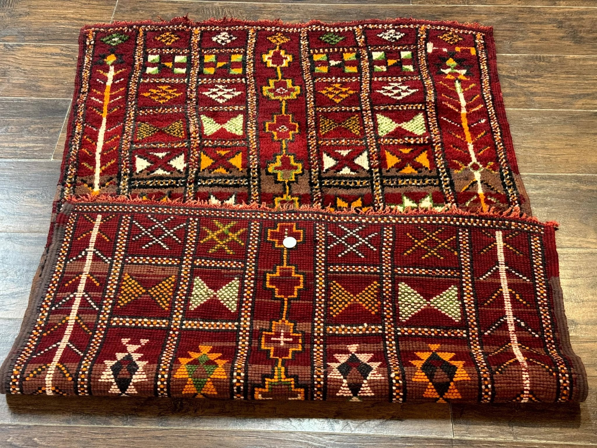 Moroccan Berber Tribal Rug 3x5, Geometric Area Rug, Red Orange Brown - Jewel RugsShopify CollectiveHUNTEDFOX - Moroccan Berber Tribal Rug 3x5, Geometric Area Rug, Red Orange Brown