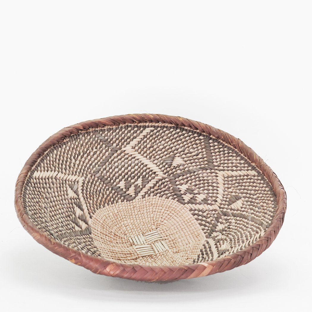 Two Tone Woven African Round Catch All Basket small