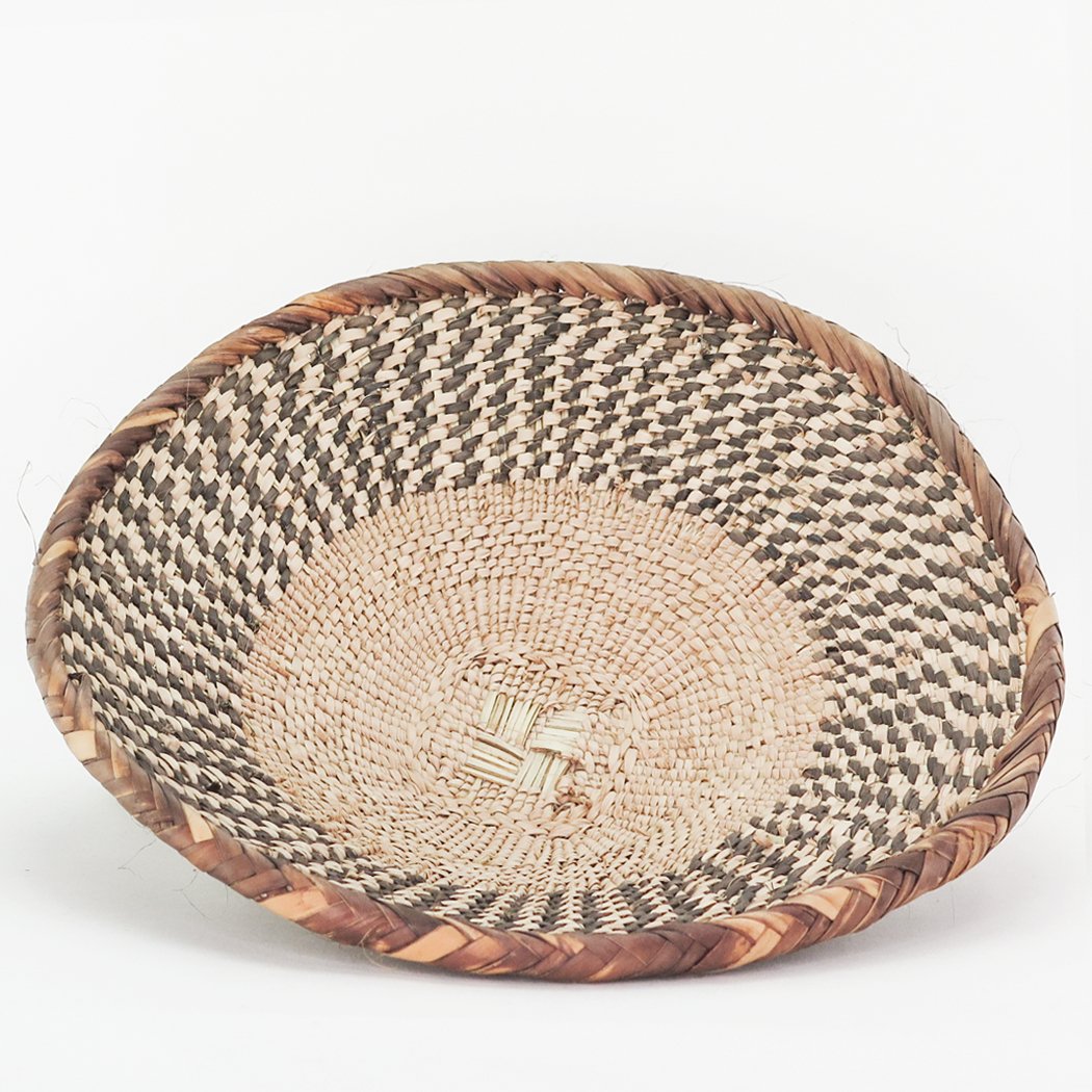 Two Tone Woven African Round Catch All Basket small