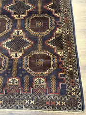 Navy Blue Afghan Balouch Rug 4x6, Handmade, New - Jewel RugsShopify CollectiveHUNTEDFOX - Navy Blue Afghan Balouch Rug 4x6, Handmade, New