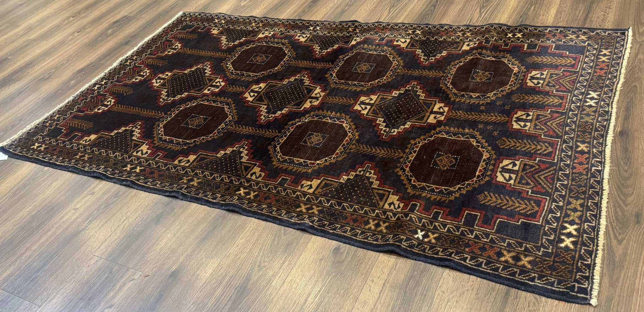 Navy Blue Afghan Balouch Rug 4x6, Handmade, New - Jewel RugsShopify CollectiveHUNTEDFOX - Navy Blue Afghan Balouch Rug 4x6, Handmade, New