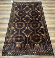 Navy Blue Afghan Balouch Rug 4x6, Handmade, New - Jewel RugsShopify CollectiveHUNTEDFOX - Navy Blue Afghan Balouch Rug 4x6, Handmade, New