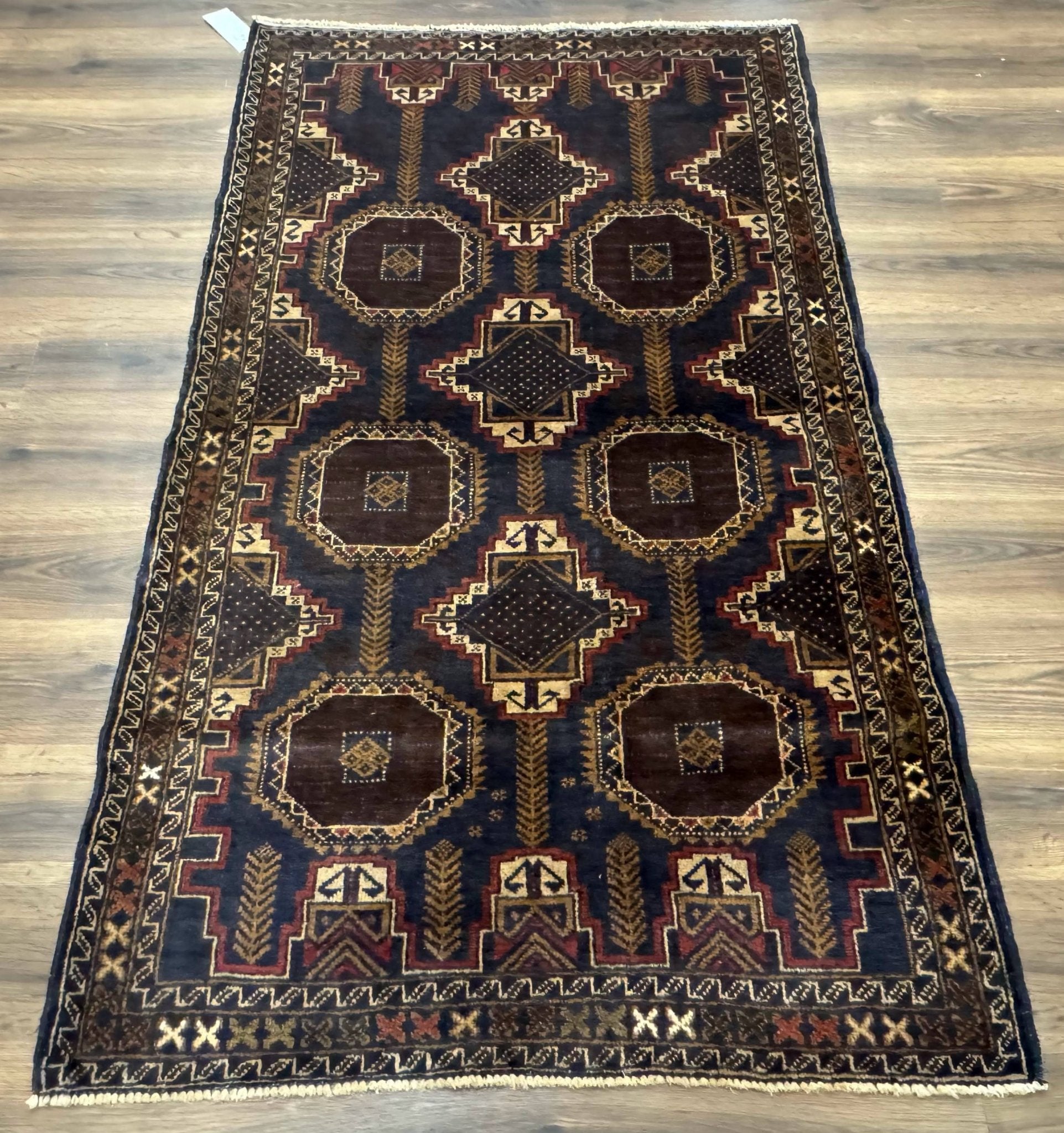 Navy Blue Afghan Balouch Rug 4x6, Handmade, New - Jewel RugsShopify CollectiveHUNTEDFOX - Navy Blue Afghan Balouch Rug 4x6, Handmade, New