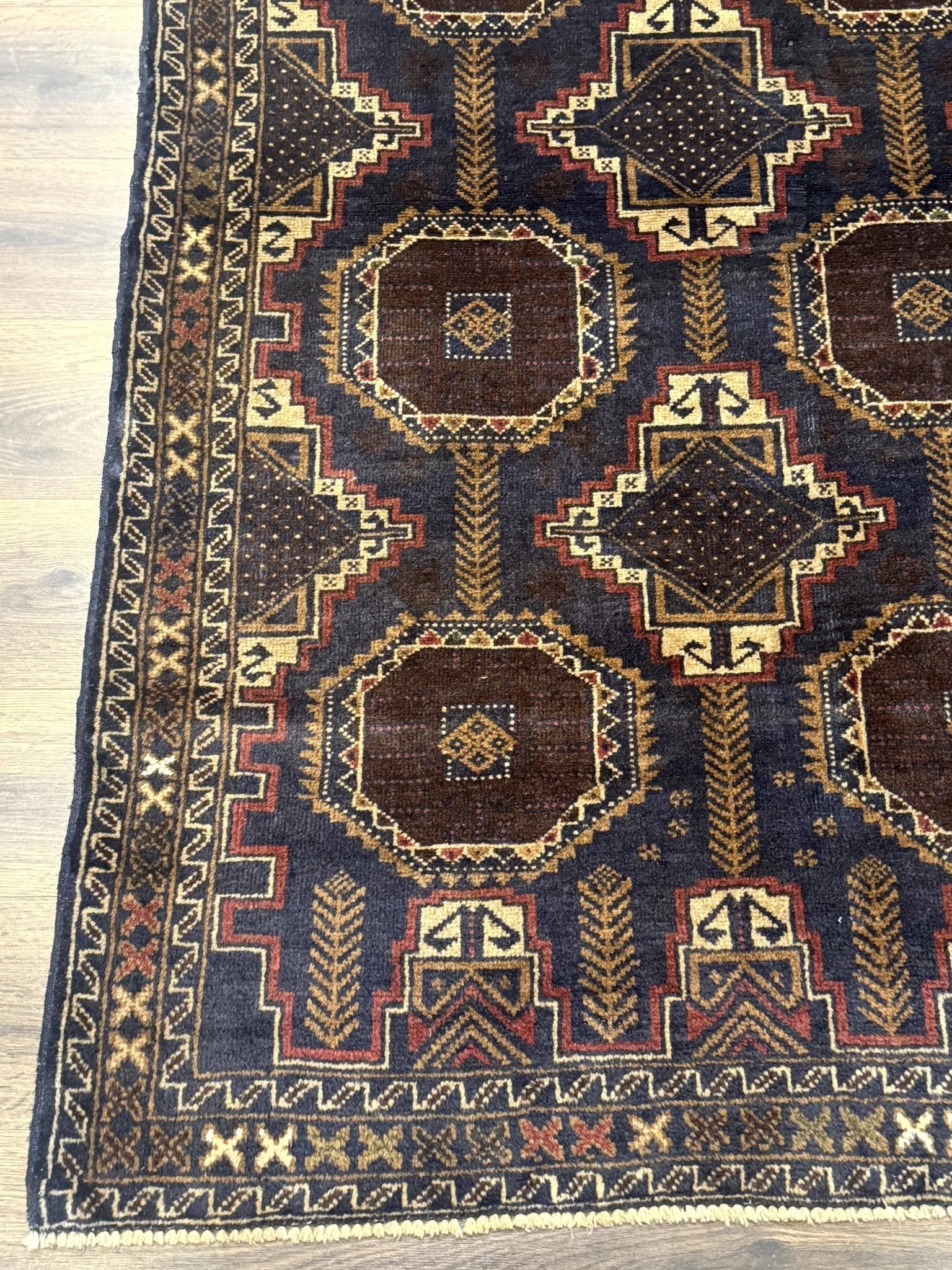 Navy Blue Afghan Balouch Rug 4x6, Handmade, New - Jewel RugsShopify CollectiveHUNTEDFOX - Navy Blue Afghan Balouch Rug 4x6, Handmade, New