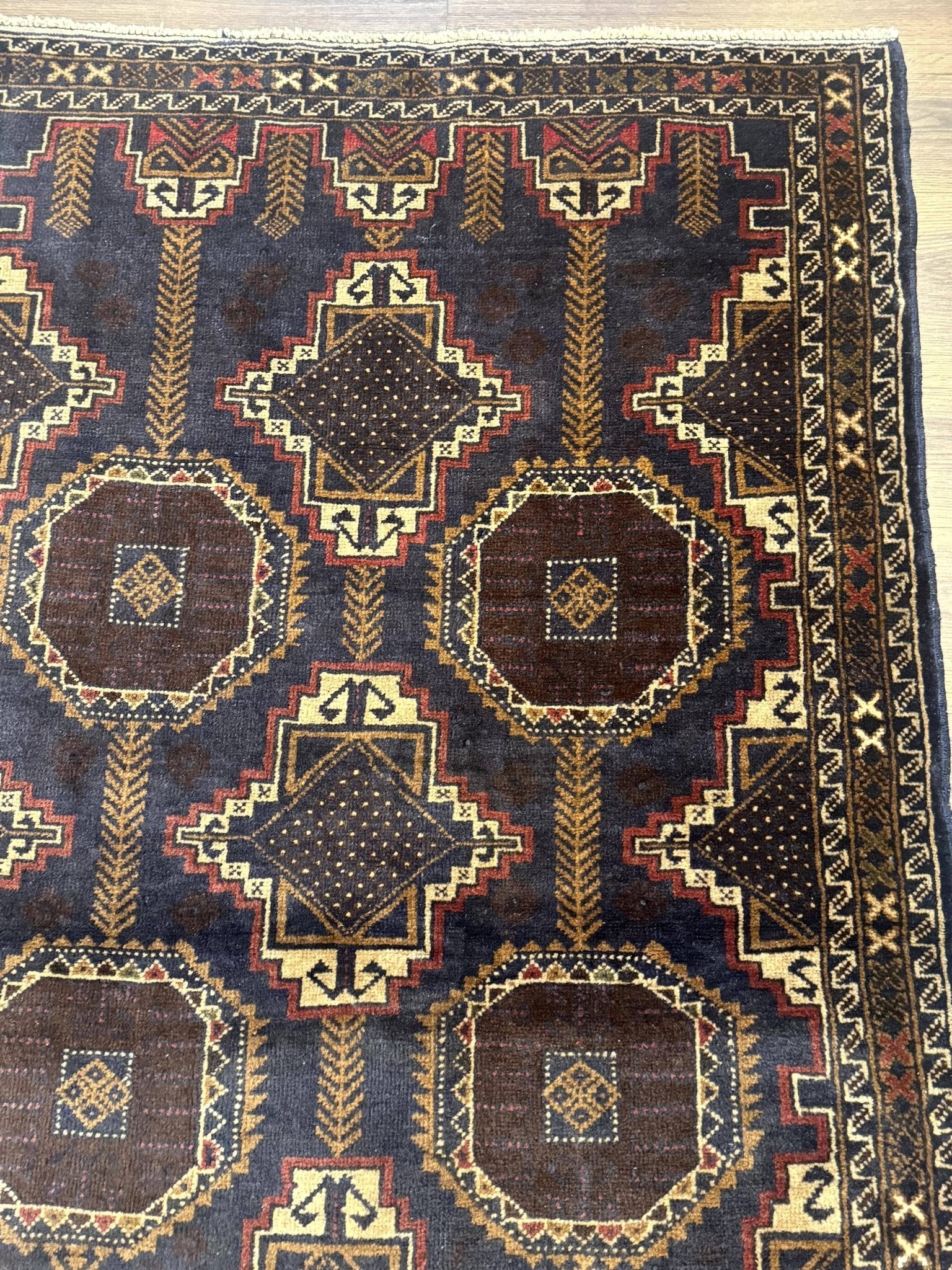 Navy Blue Afghan Balouch Rug 4x6, Handmade, New - Jewel RugsShopify CollectiveHUNTEDFOX - Navy Blue Afghan Balouch Rug 4x6, Handmade, New