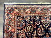 Navy Blue Persian Rug 4x6, Sarouk Mohajeran Carpet, Antique Persian Rug, Floral - Jewel RugsShopify CollectiveHUNTEDFOX - Navy Blue Persian Rug 4x6, Sarouk Mohajeran Carpet, Antique Persian Rug, Floral