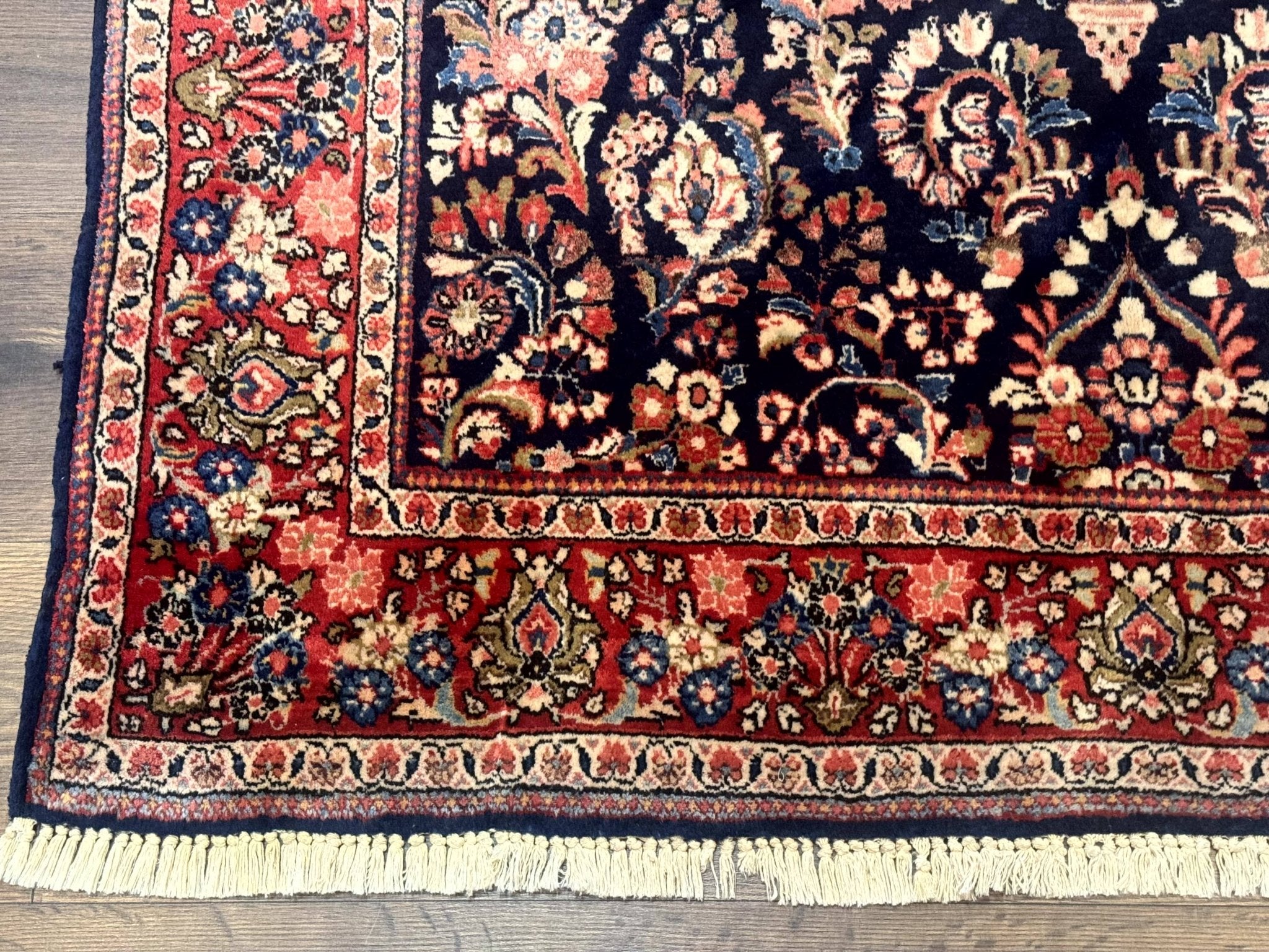 Navy Blue Persian Rug 4x6, Sarouk Mohajeran Carpet, Antique Persian Rug, Floral - Jewel RugsShopify CollectiveHUNTEDFOX - Navy Blue Persian Rug 4x6, Sarouk Mohajeran Carpet, Antique Persian Rug, Floral